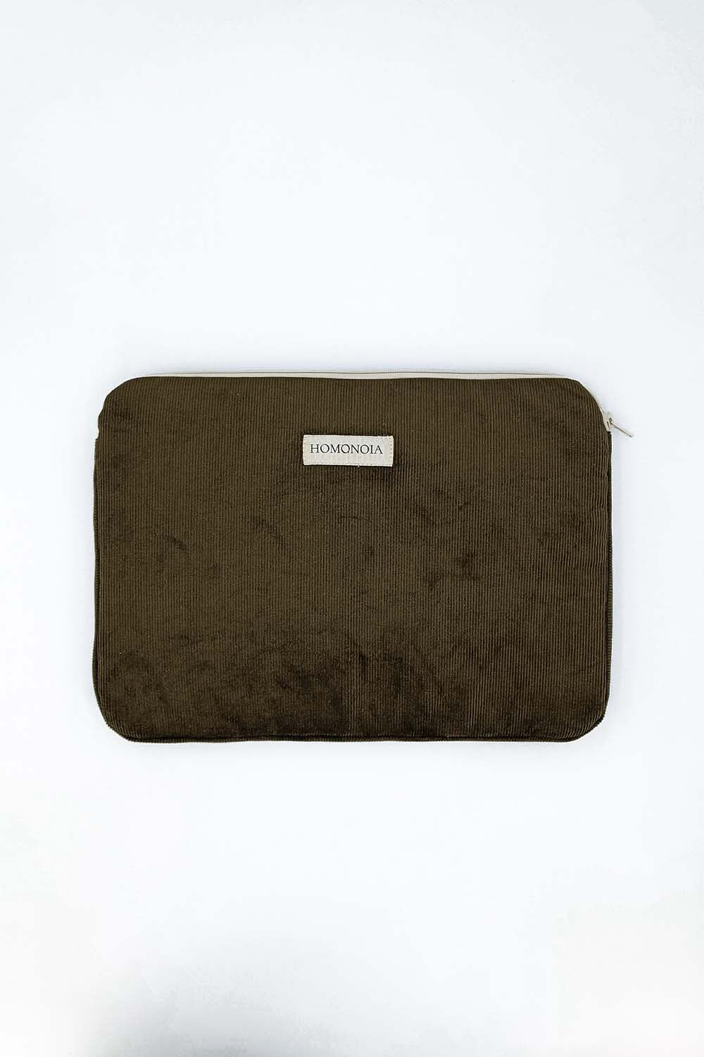 Marie khaki corduroy computer cover