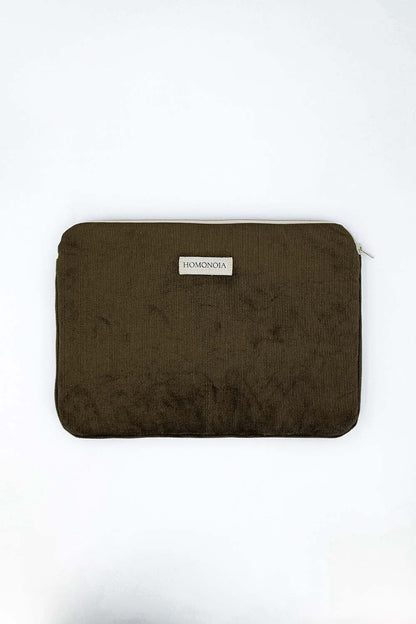 Marie khaki corduroy computer cover