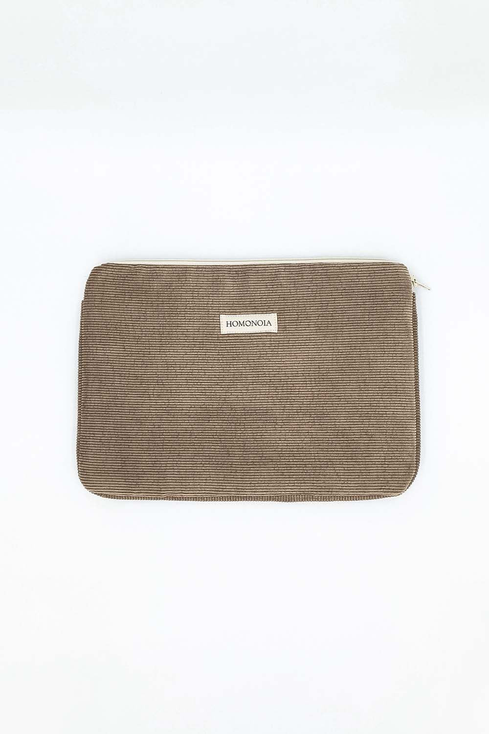 Housse d'ordinateur Marie velours cotelé taupe