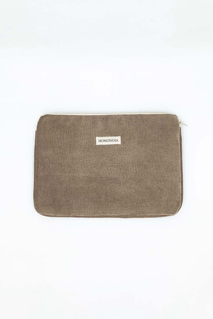 Housse d'ordinateur Marie velours cotelé taupe