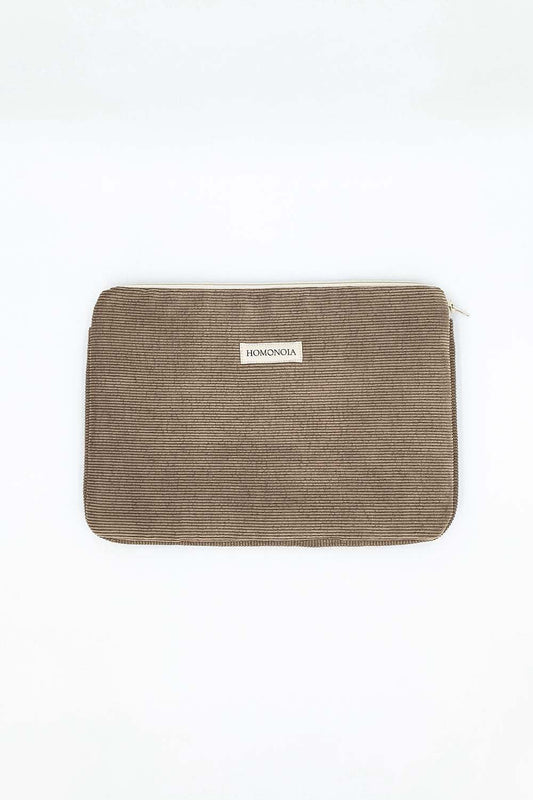 Housse d'ordinateur Marie velours cotelé taupe