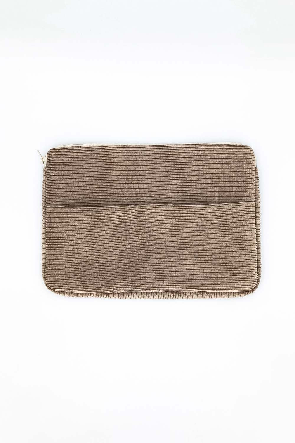 Housse d'ordinateur Marie velours cotelé taupe
