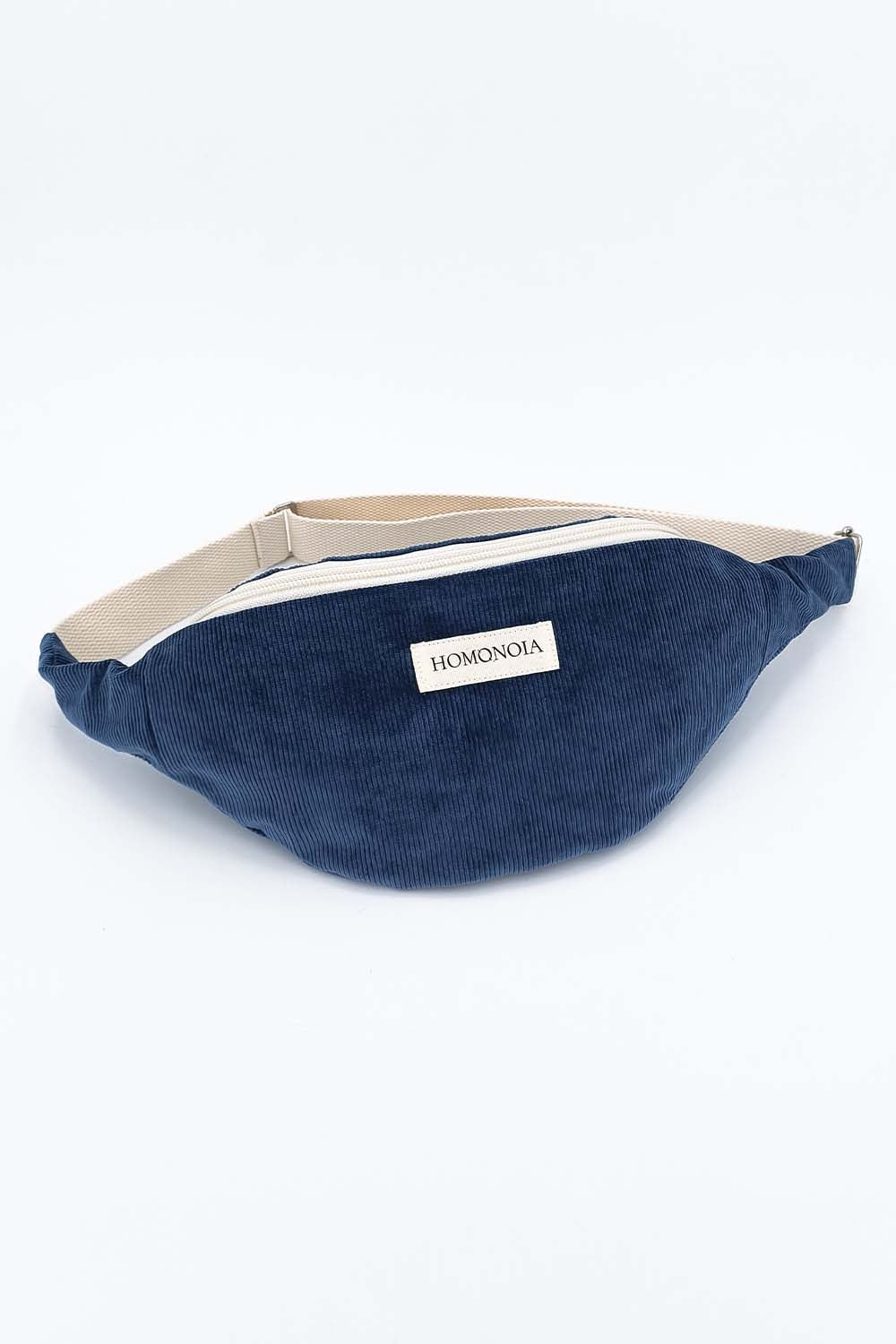 Banane en velours côtelé bleu denim
