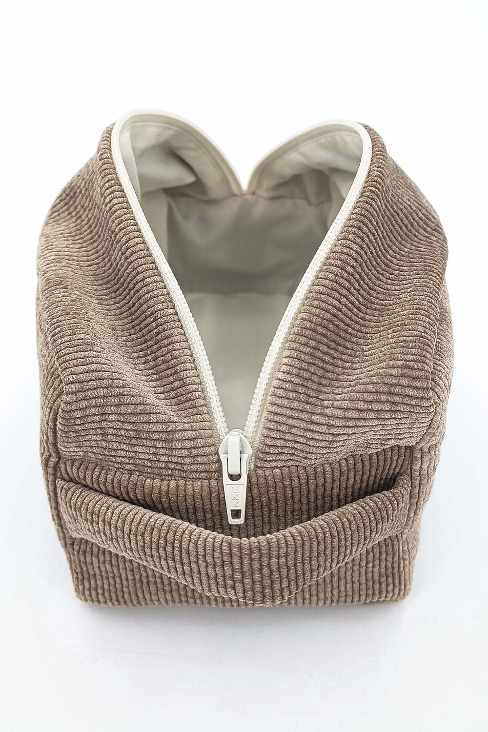 Trousse de toilette Rosa velours côtelé taupe