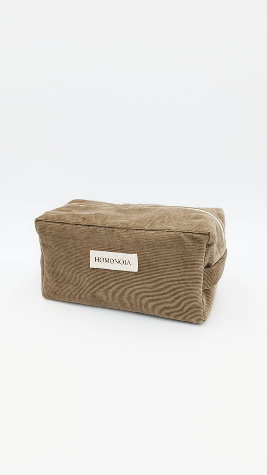 Trousse de toilette velours côtelé kaki