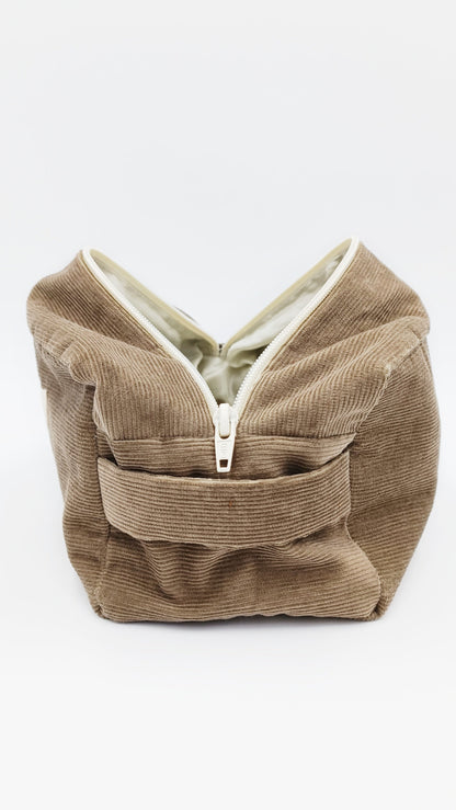 Khaki corduroy toiletry bag