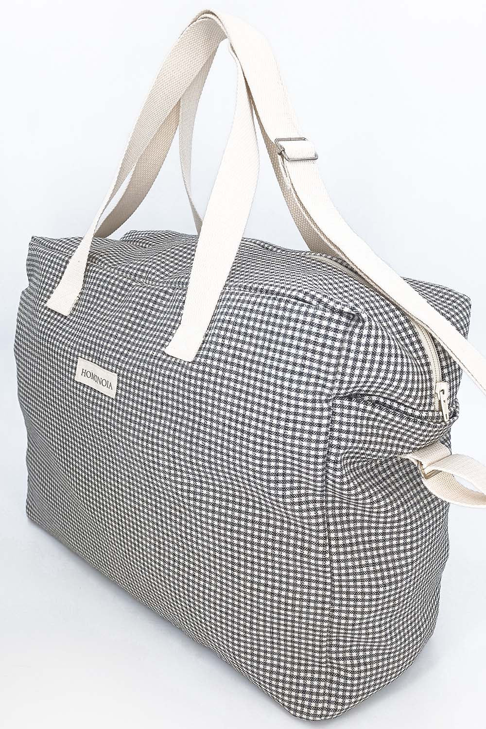 Sac week-end Jeanne vichy noir & blanc