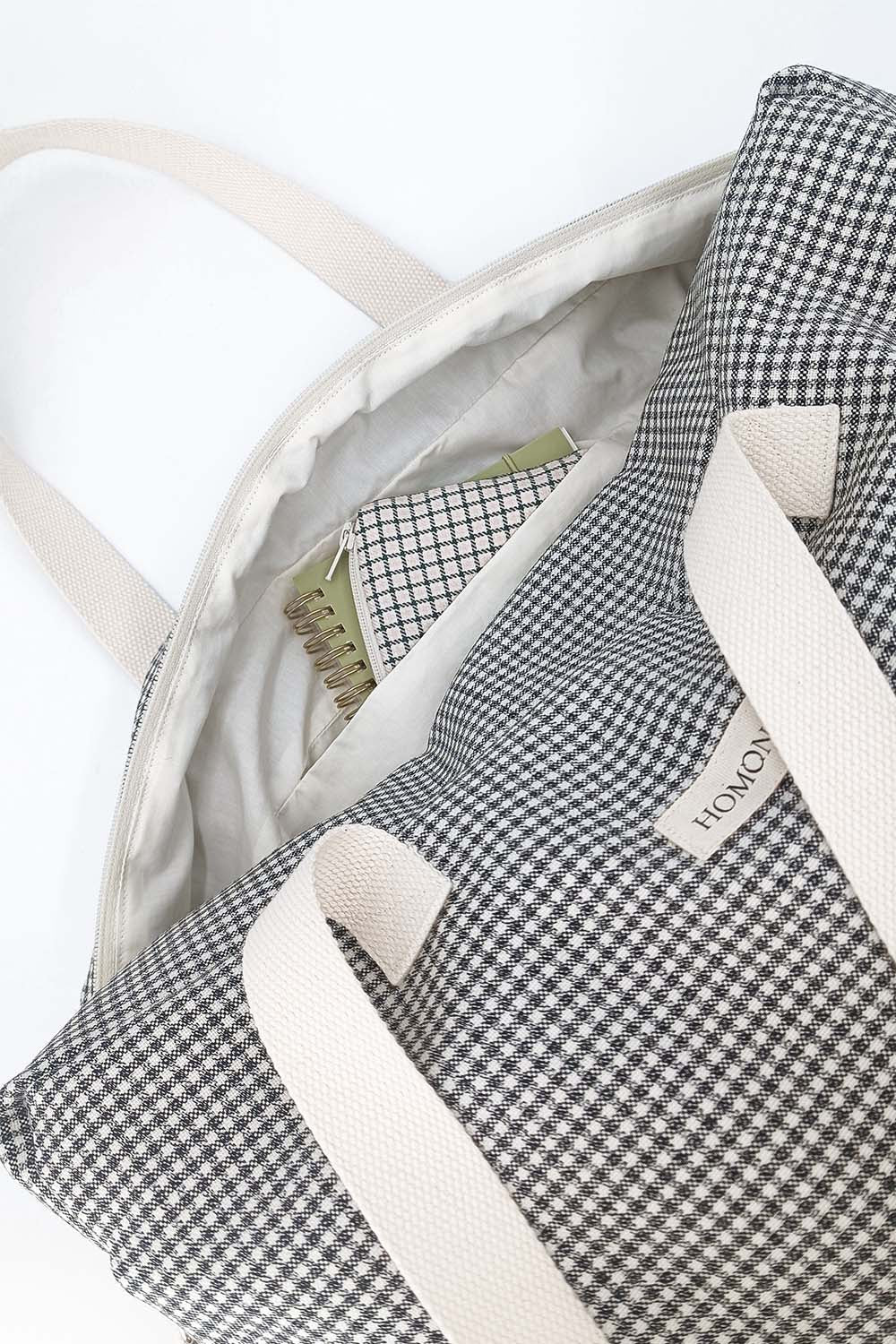 Sac week-end Jeanne vichy noir & blanc