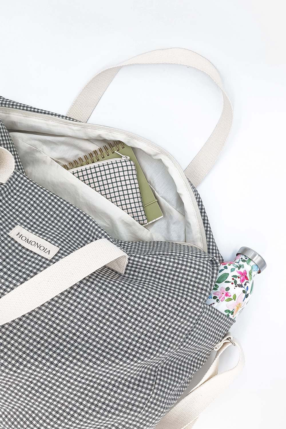 Sac week-end Jeanne vichy noir & blanc