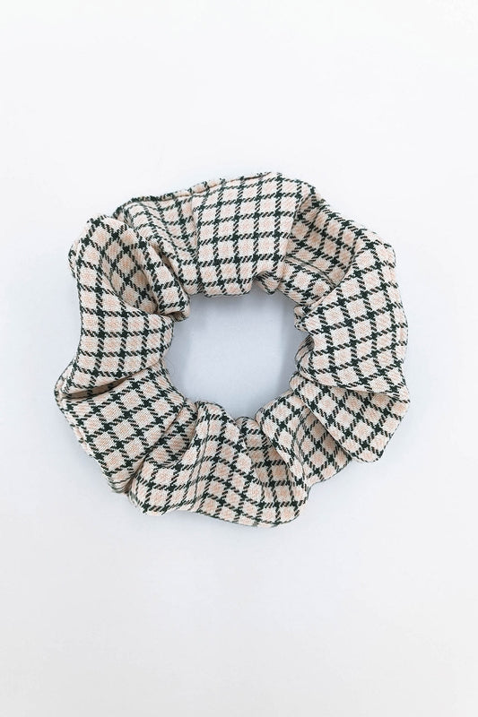 Scrunchie carreaux vert et rose