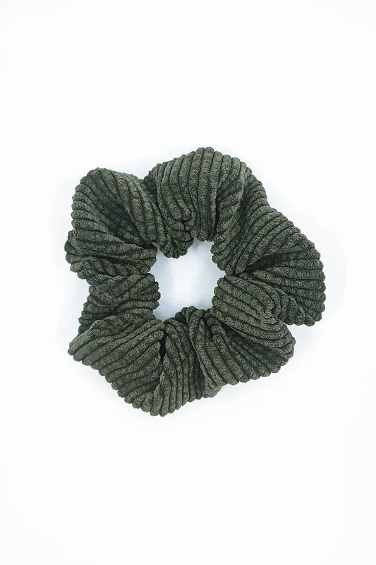 Scrunchie velours côtelé vert forêt