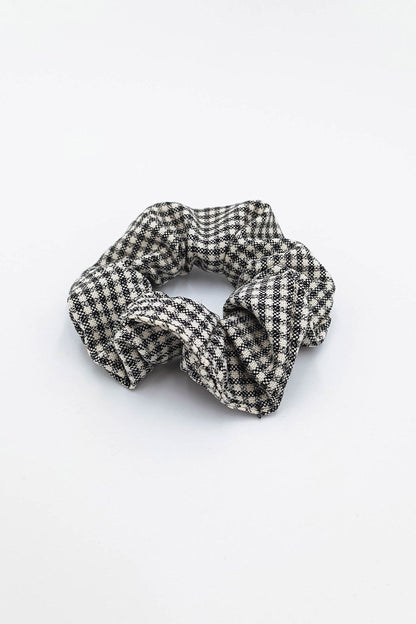 Black and white gingham scrunchie