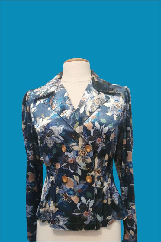 Veste Margaret - Fleurs bleues