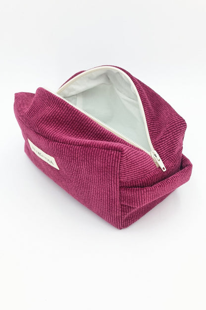Trousse de toilette velours côtelé rose passion
