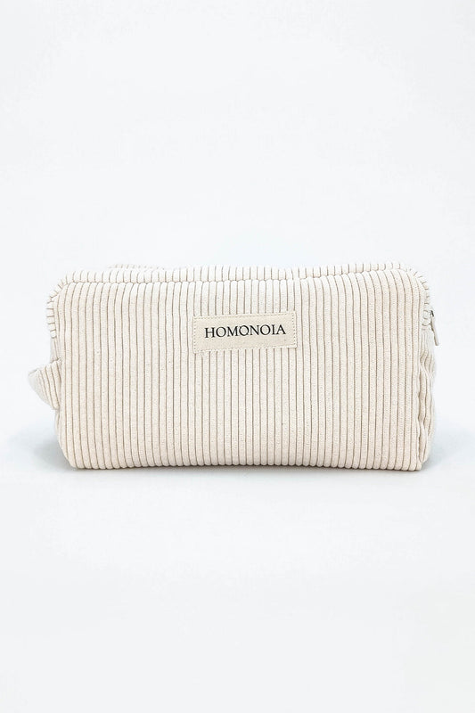Trousse de toilette velours côtelé écru