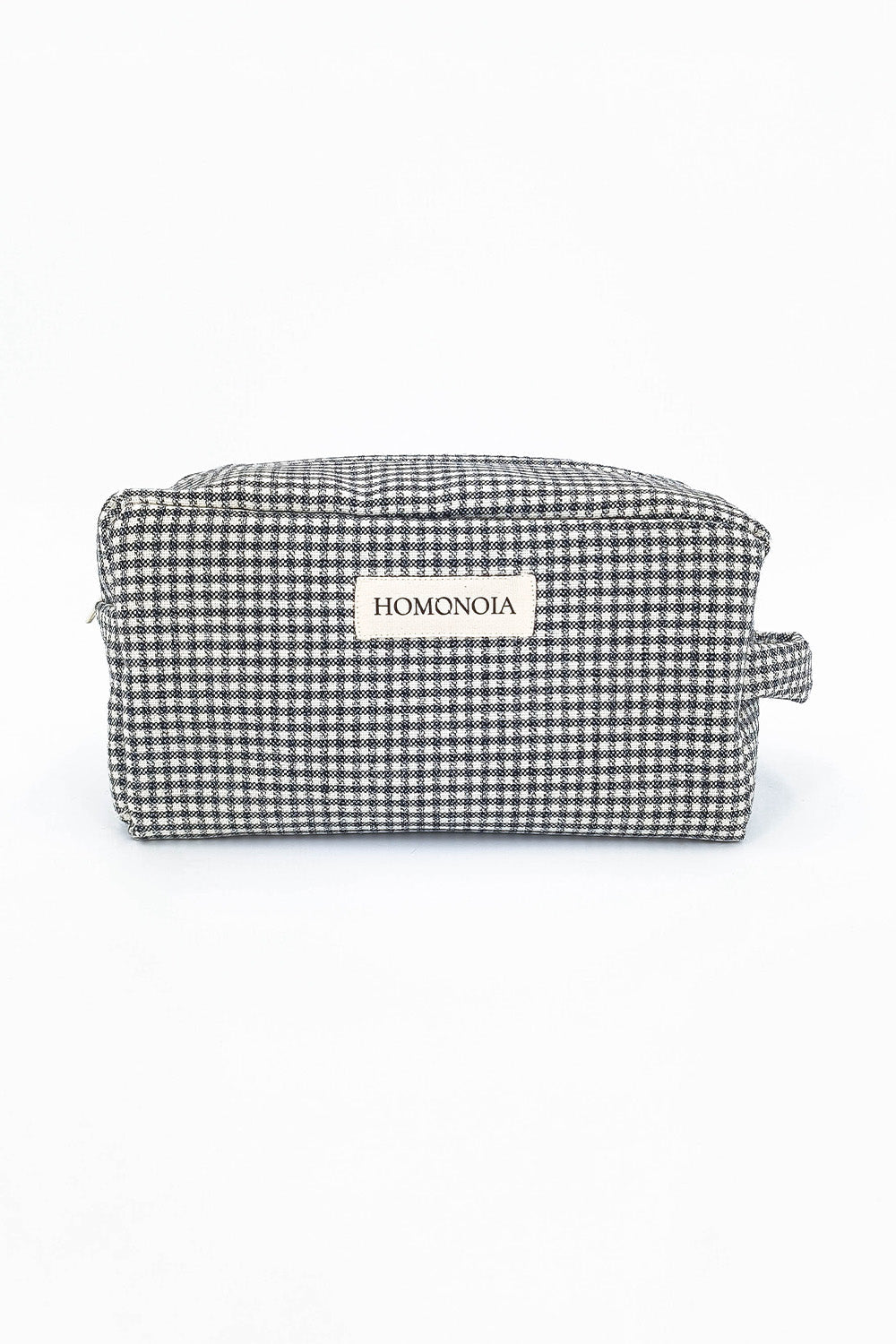 Black &amp; white gingham toiletry bag